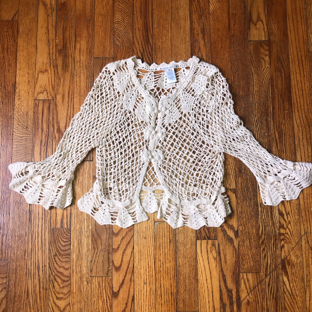 Nanette Lepore Crocheted Crop Cardigan